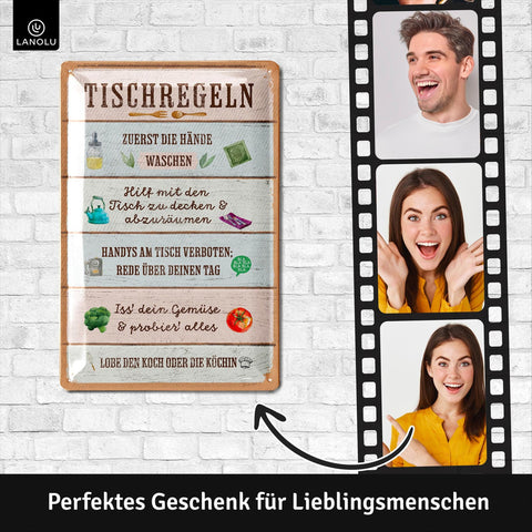 Blechschild Tischregeln