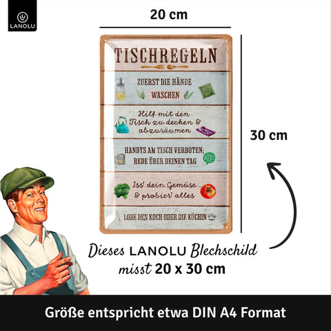 Blechschild Tischregeln