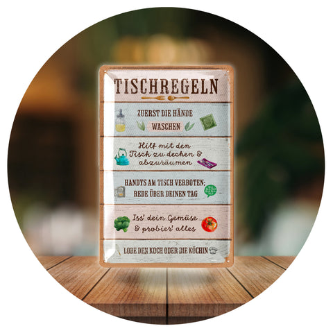 Blechschild Tischregeln
