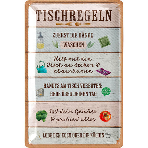 Blechschild Tischregeln