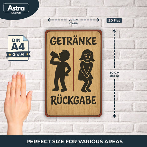 Toiletten Blechschild Getränke Rückgabe - 20x30cm
