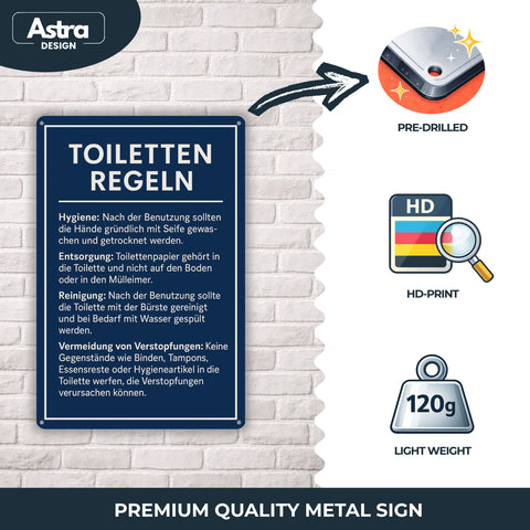 Toiletten Regeln Blechschild - 20x30cm