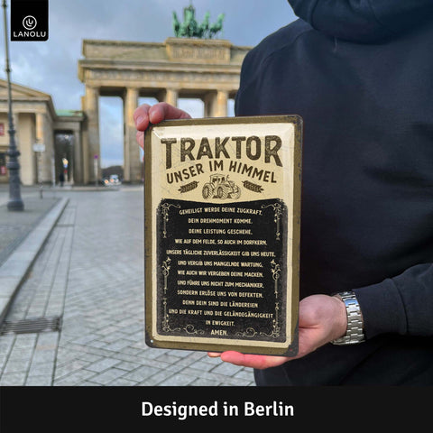 Blechschild Traktor unser im Himmel