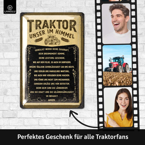 Blechschild Traktor unser im Himmel