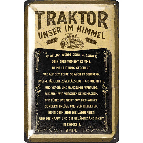 Blechschild Traktor unser im Himmel
