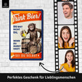 Blechschild Trink Bier Affe