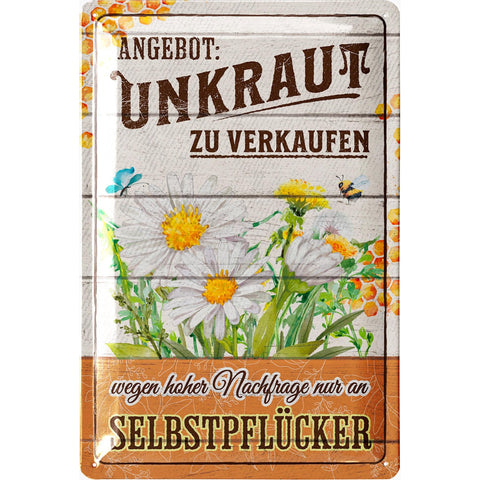 Blechschild Unkraut zu Verkaufen