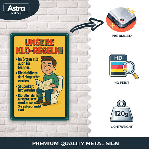 Unsere Klo Regeln Blechschild - 20x30cm