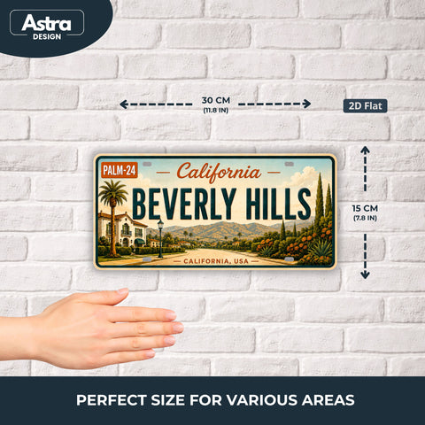 Blechschild 15x30cm – Beverly Hills California Retro USA Nummernschild