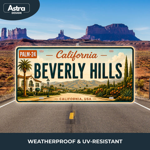 Blechschild 15x30cm – Beverly Hills California Retro USA Nummernschild