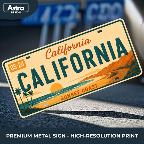 Blechschild 15x30cm – California The Golden State Retro USA Nummernschild
