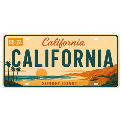 Blechschild 15x30cm – California The Golden State Retro USA Nummernschild