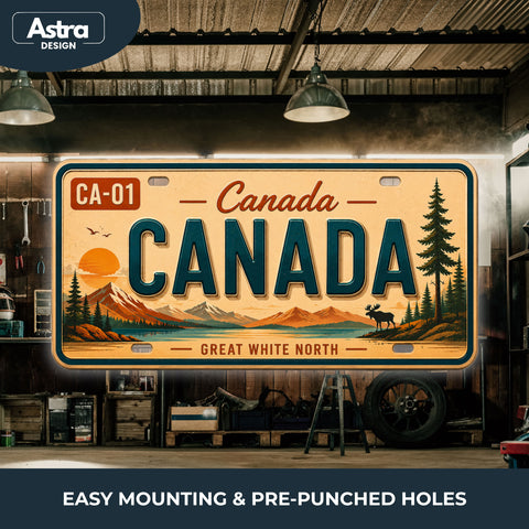 Blechschild 15x30cm – Canada Great White North Retro USA Nummernschild