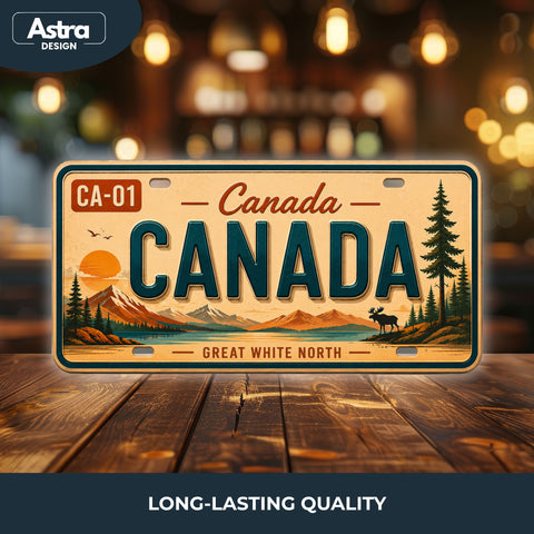 Blechschild 15x30cm – Canada Great White North Retro USA Nummernschild