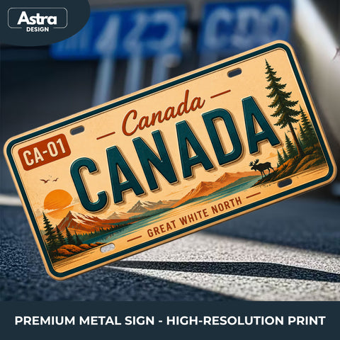Blechschild 15x30cm – Canada Great White North Retro USA Nummernschild