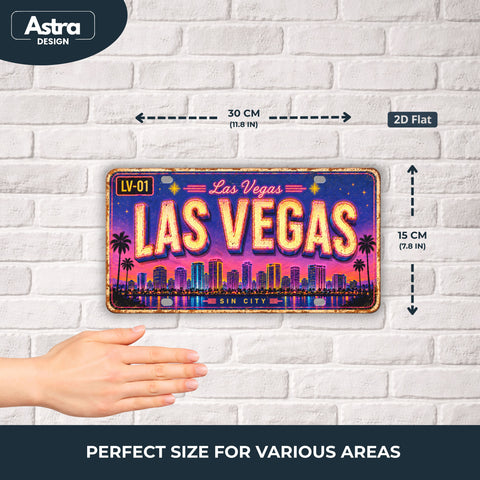 Blechschild 15x30cm – Las Vegas Vegas Nights Retro USA Nummernschild
