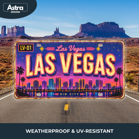 Blechschild 15x30cm – Las Vegas Vegas Nights Retro USA Nummernschild
