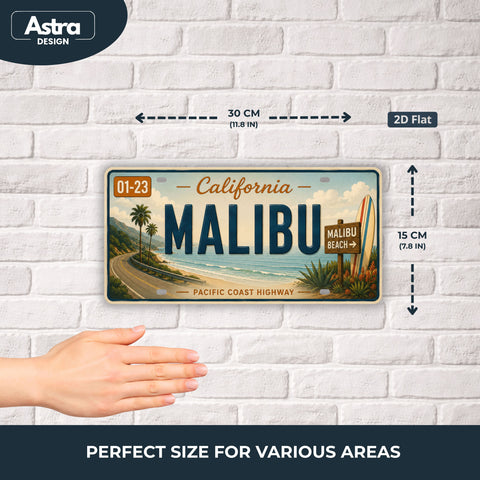 Blechschild 15x30cm – Malibu Pacific Coast Highway Retro California USA Nummernschild