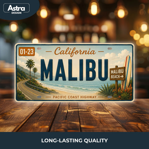 Blechschild 15x30cm – Malibu Pacific Coast Highway Retro California USA Nummernschild