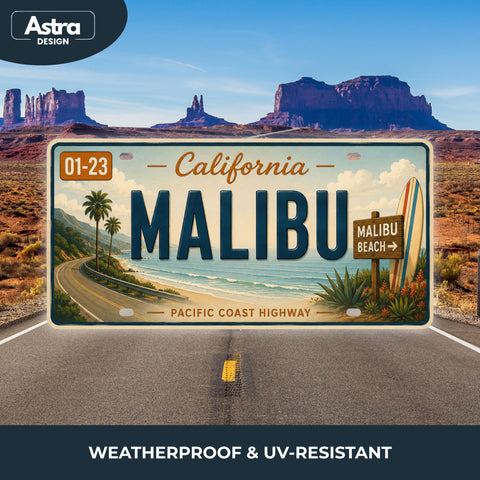 Blechschild 15x30cm – Malibu Pacific Coast Highway Retro California USA Nummernschild