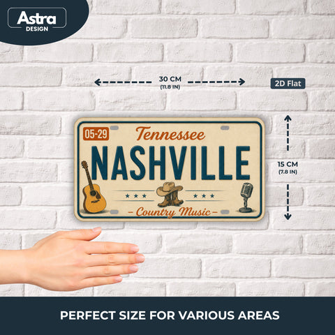 Blechschild 15x30cm – Nashville Music City Retro USA Nummernschild