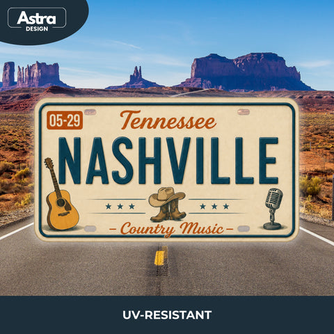Blechschild 15x30cm – Nashville Music City Retro USA Nummernschild