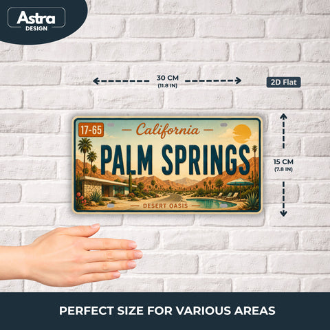 Blechschild 15x30cm – Palm Springs Desert Oasis Retro California USA Nummernschild
