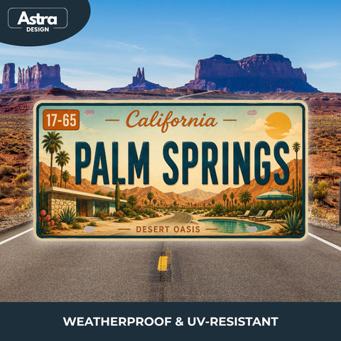 Blechschild 15x30cm – Palm Springs Desert Oasis Retro California USA Nummernschild