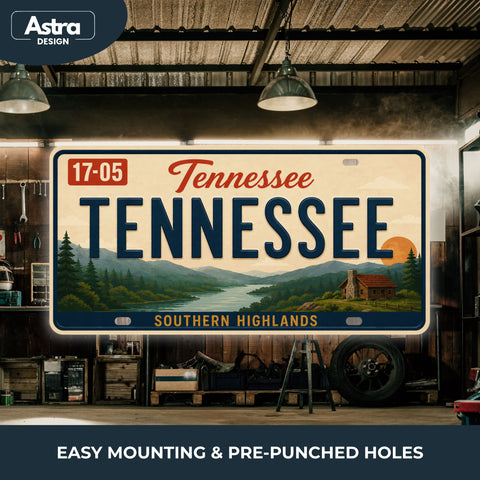 Blechschild 15x30cm – Tennessee The Volunteer State Retro USA Nummernschild