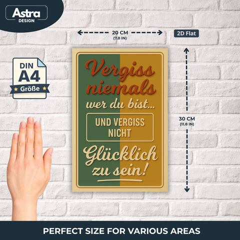Vergiss niemals Blechschild - 20x30cm