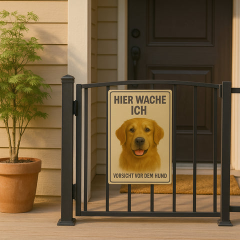 Golden Retriever Hier wache ich Blechschild 