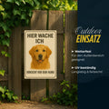 Golden Retriever Hier wache ich Blechschild 