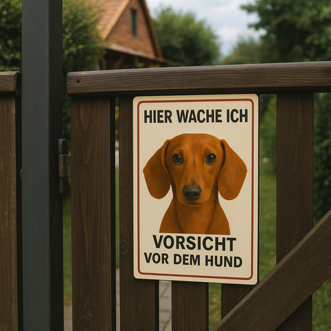 Dackel Hier wache ich Blechschild