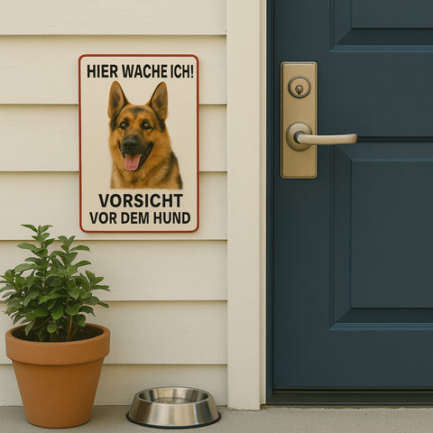 Deutscher Schäferhund Hier wache ich Blechschild