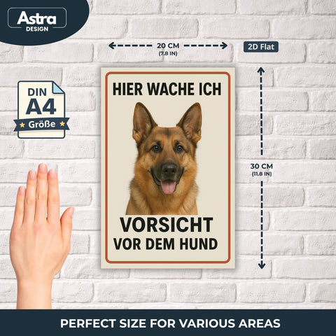 Deutscher Schäferhund Hier wache ich Blechschild - 20x30cm
