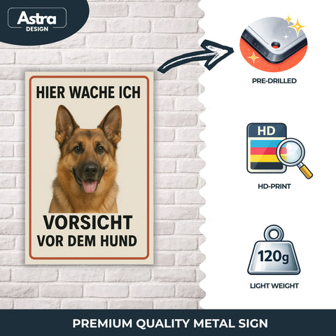 Deutscher Schäferhund Hier wache ich Blechschild - 20x30cm