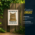 Katze Hier wache ich Blechschild 