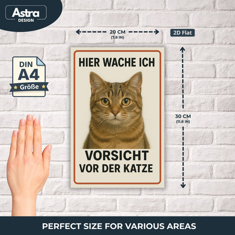 Katze Hier wache ich Blechschild - 20x30cm