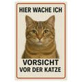 Katze Hier wache ich Blechschild 