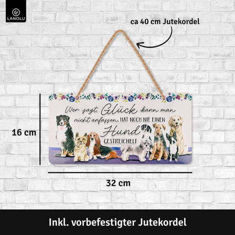 Blechschild Glück Hunde streicheln