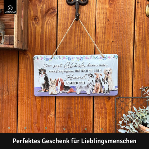 Blechschild Glück Hunde streicheln