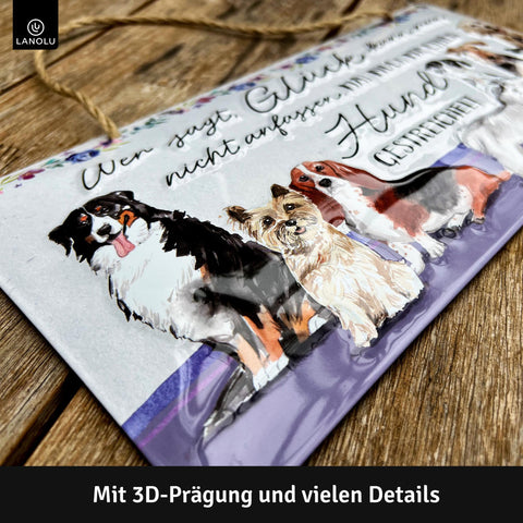 Blechschild Glück Hunde streicheln