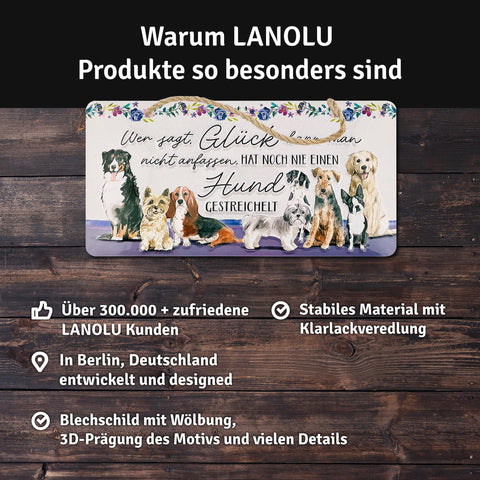 Blechschild Glück Hunde streicheln