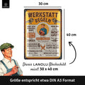 Blechschild Werkstatt Regeln groß