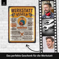 Blechschild Werkstatt Regeln groß