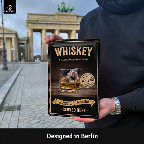 Blechschild Whiskey Glas