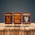 Whiskey und Wodka Blechschilder Set