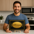 Willkommen Blechschild Hauseingang Gold