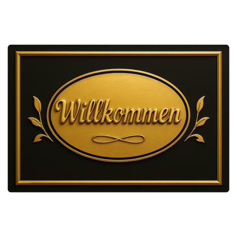 Blechschild 20x30cm - Willkommen Gold/Schwarz