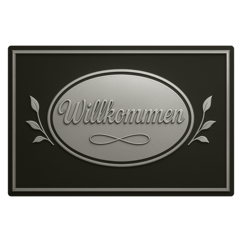 Willkommen Blechschild Silber